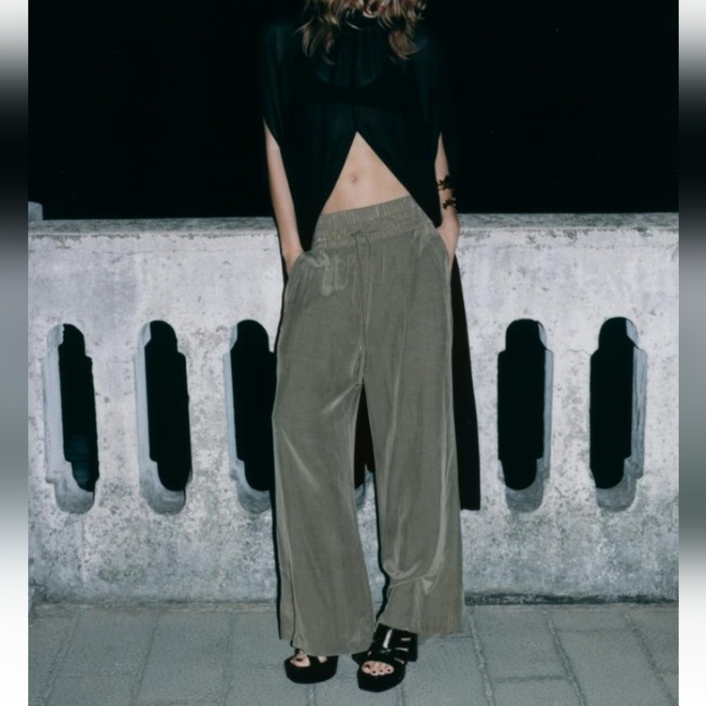 Zara ZW Collection Double Elastic Waistband Pants